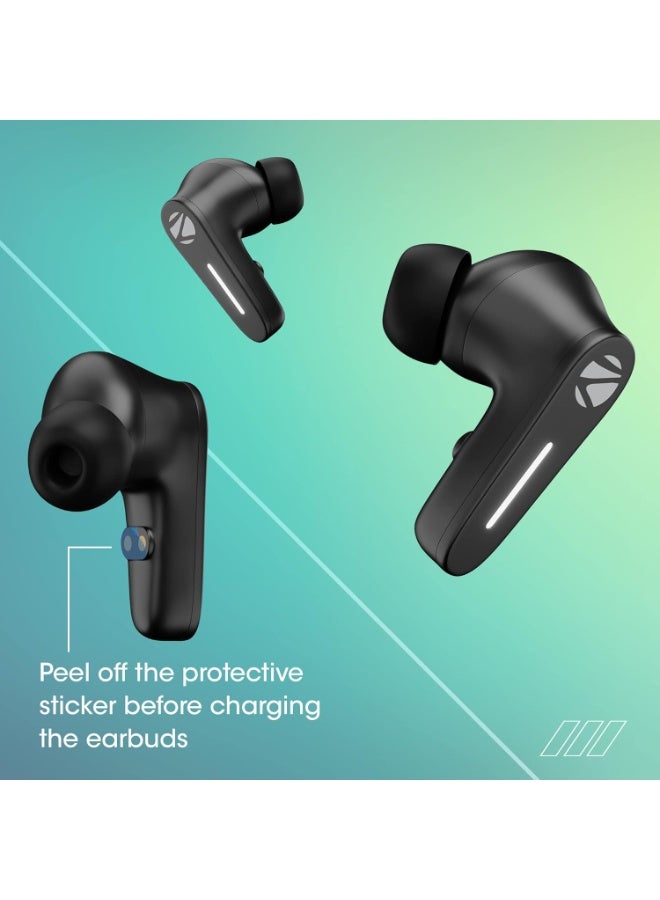 ZEBRONICS Sound Bomb 7 Bluetooth TWS in Ear Earbuds with 60H Playtime, ENC Mic, Rapid Charge, Upto 50ms Gaming Mode, Flash Connect, Voice Assistant, Smooth Touch Control, BT v5.2, Type C (Black) - Image 3